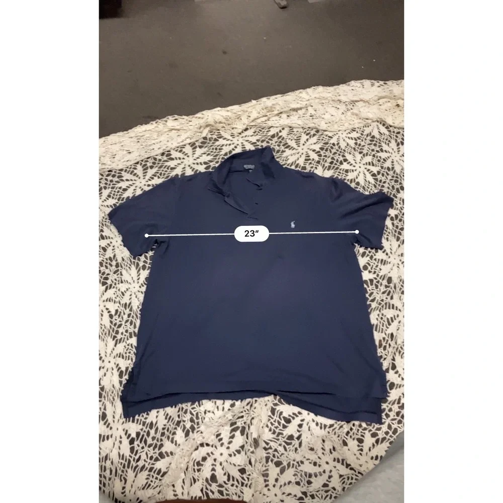 Polo Ralph Lauren Mens Navy Blue 100% Pima Cotton Short Sleeve Polo Shirt Large